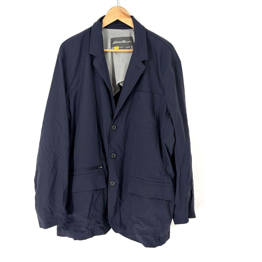 Eddie Bauer Travex Blazer 46 Mens Navy Blue Tech Travel Jacket Gorpcore Utility
